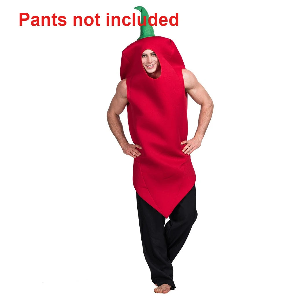 Adult Red Chili Pepper Costume – Funny Halloween Food Outfit