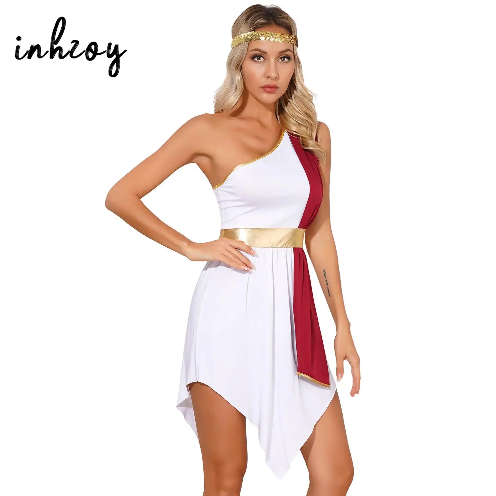 Women's Ancient Greek Roman God Costume Halloween Mr.toga King Prince Outfit Robe