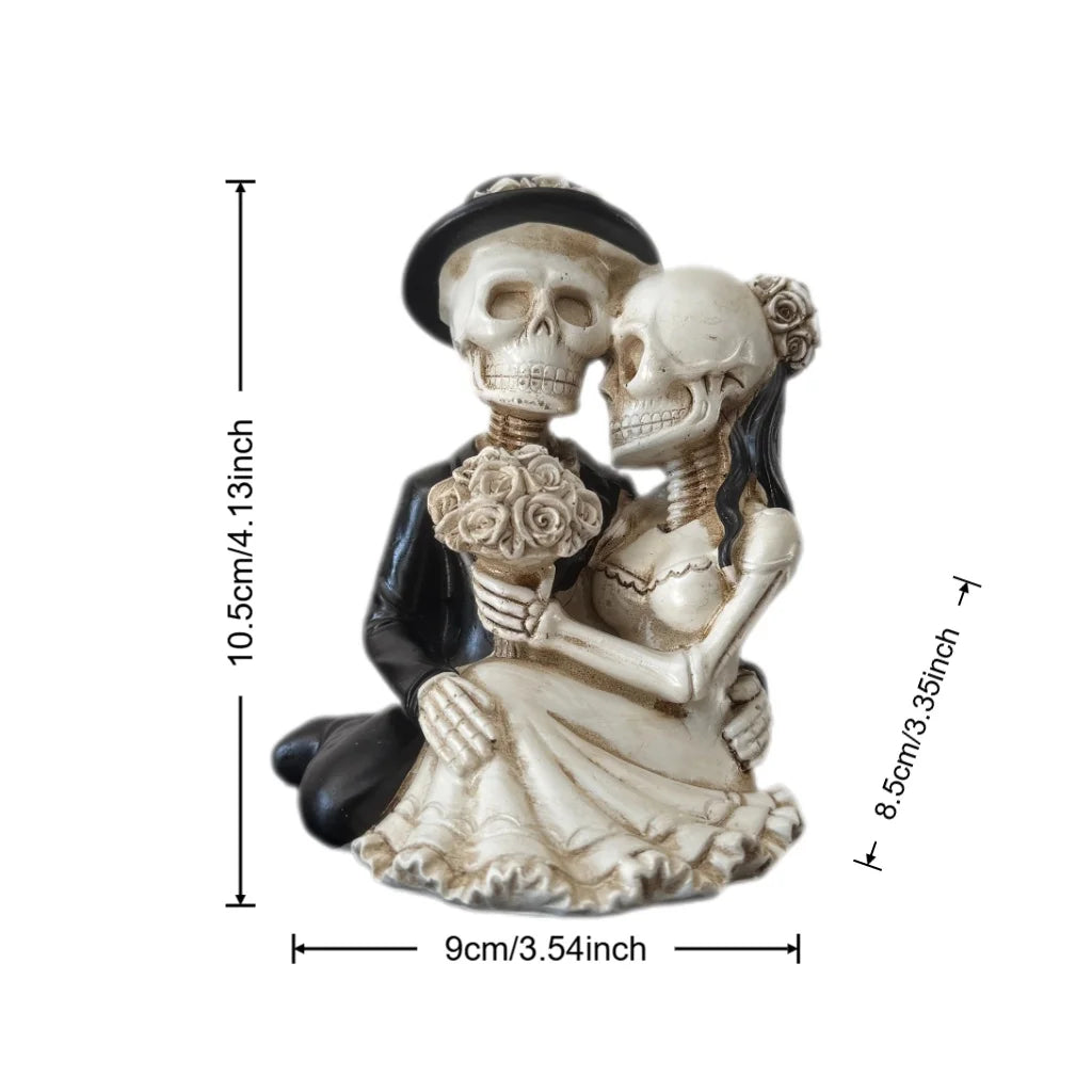 Skeleton Wedding Couple Figurine Gothic Skull Bride Groom Statue Till Death - product image 6