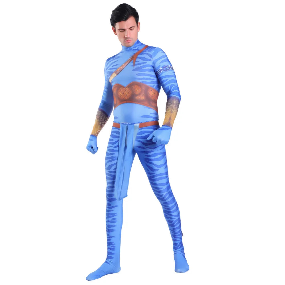 Avatar Costume Women and Men Couple Family Girl Bobysuit Jumpsuit Alien ClothingThe Way of - men / S 160(150-160cm)
