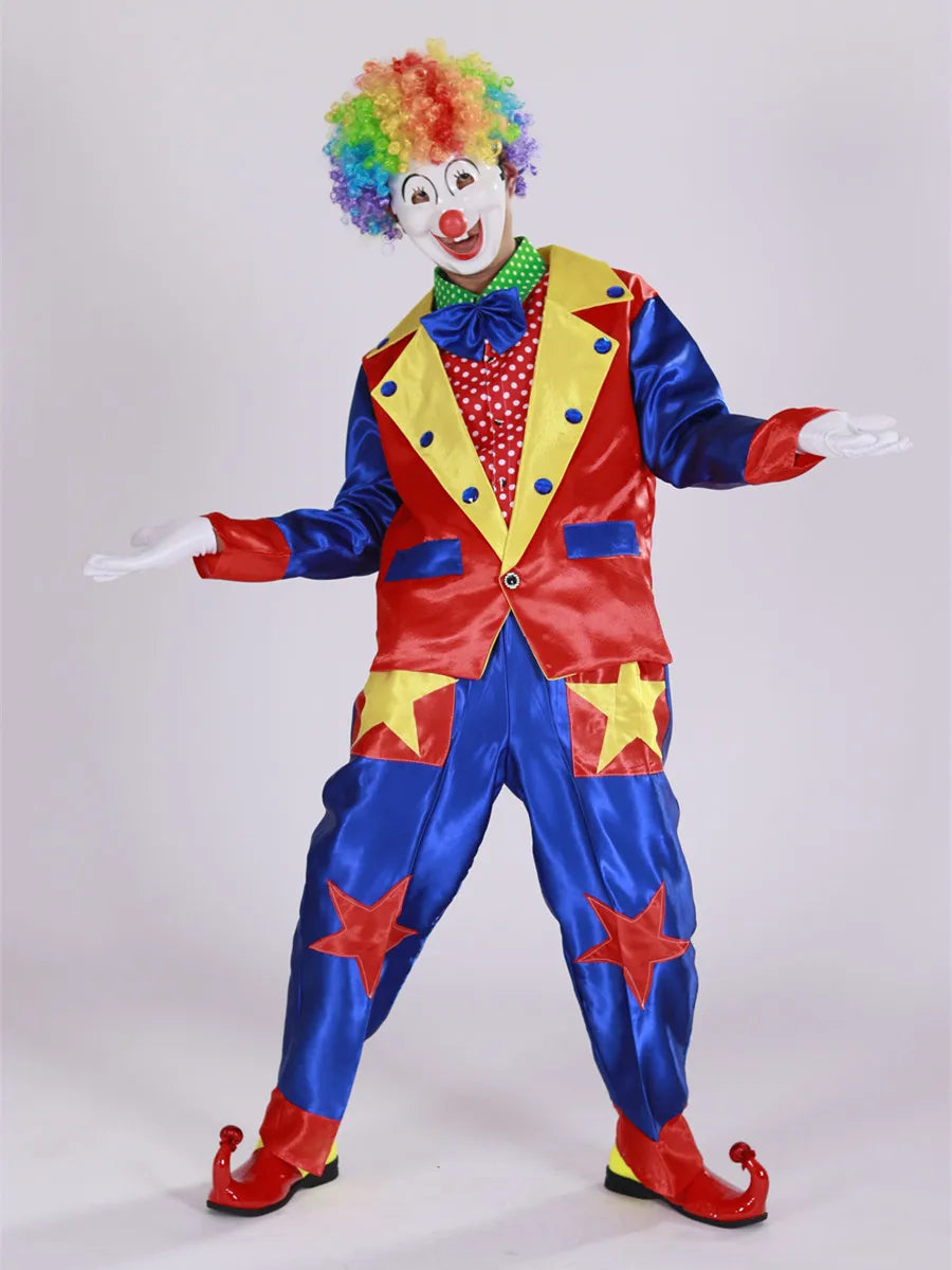Colorful Clown Costume for Men Club Circus Halloween Joker Suit Performance Suit - 2 / XXL