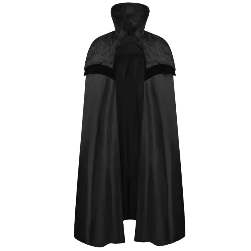 Men's Gothic Long Poncho Vampire Clothing Medieval Steampunk Stand Up Costume - alternate view 7