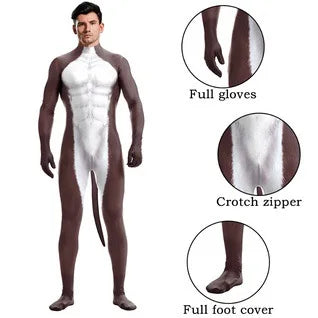 Halloween Costume Adult Men's Wild Animal Costume Full Cover 3D Print Beast Petsuit - 12 / M