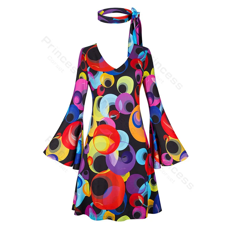 70s Costume Disco Dresses for Women Halloween Costume Sexy Hippie Costume Disco Dress with Disco Headband 70s - product image 24