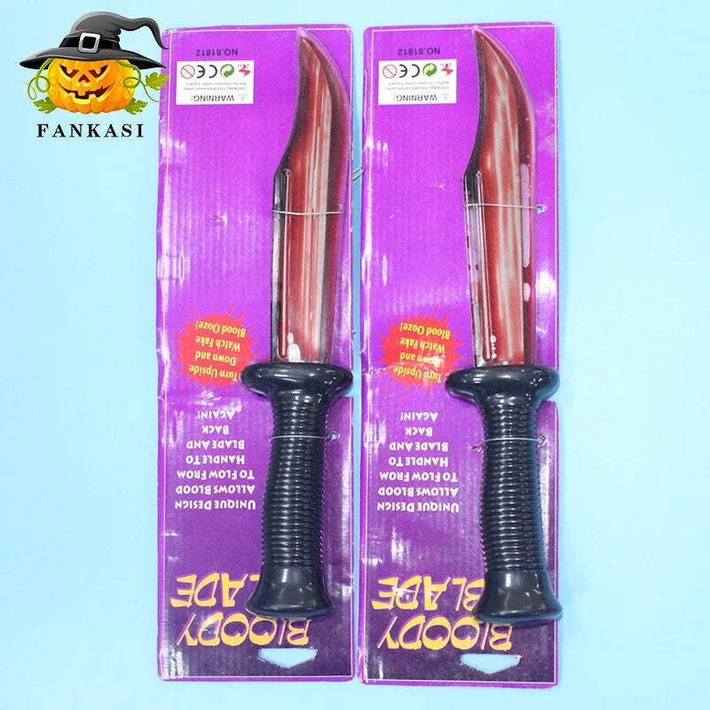 Halloween Role-playing Simulation Blood Knife Makeup Dance Props Horror Prank Imitation Blood Knife - product image 2