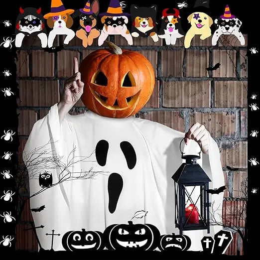 Adult White Ghost Costume – Unisex Hooded Halloween Poncho
