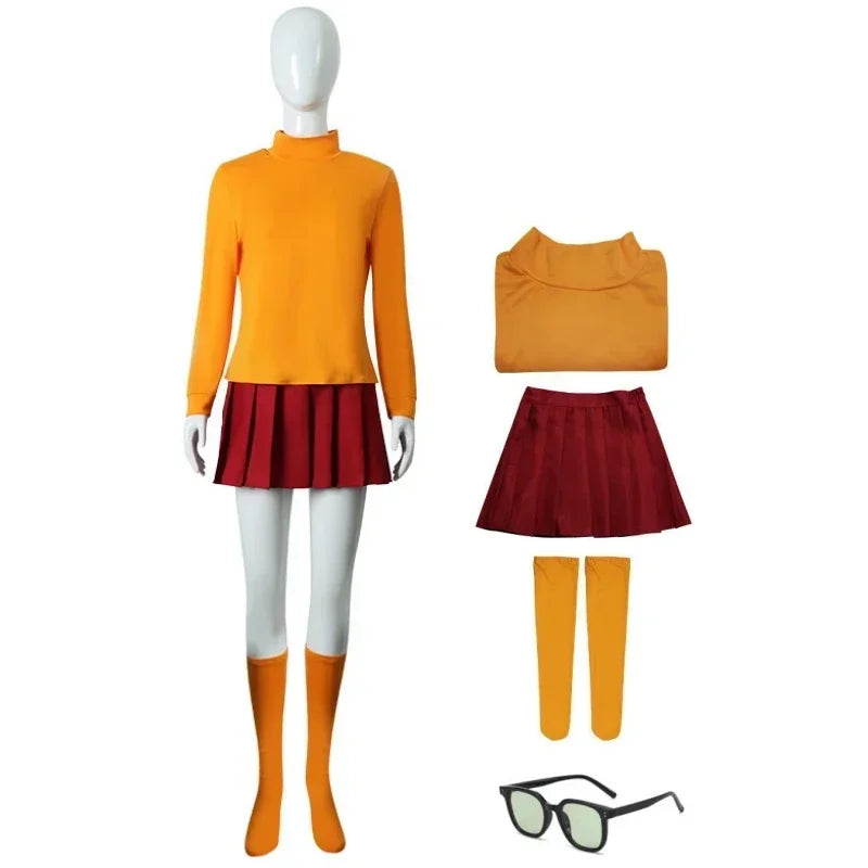 Velma Women's Halloween Costume – Orange Top & Red Skirt
