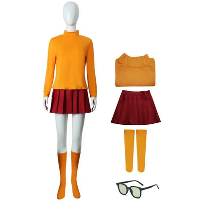 Velma Women's Halloween Costume – Orange Top & Red Skirt