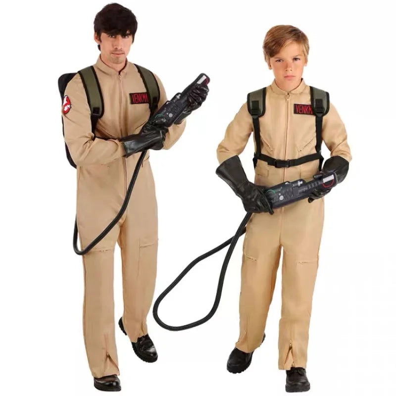 Ghostbusters Costume with Proton Pack Accessory for Kids Adult Ghostbusters Jumpsuit Ghost Hunter for Halloween Cosplay Outfits