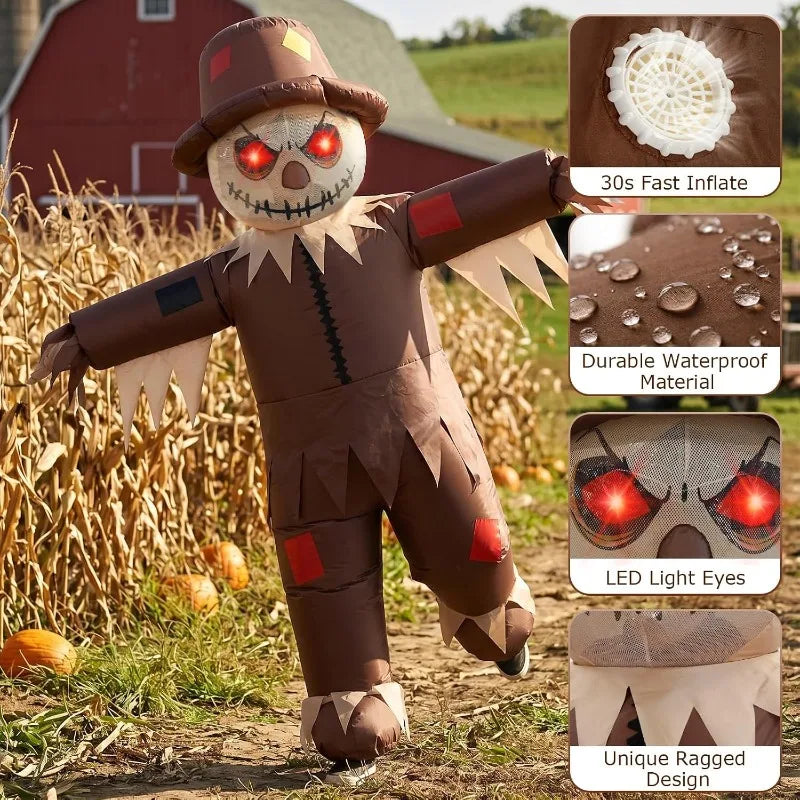 Inflatable scarecrow costume Day dress up glowing eyes waterproof polyester great