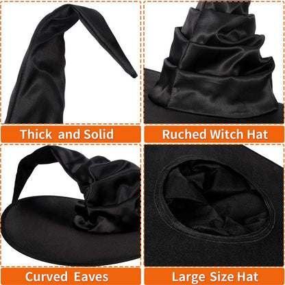 Halloween Witch Hats Black Folds Wizard Hat for Kids Adult Women Men Costume Props - View 5