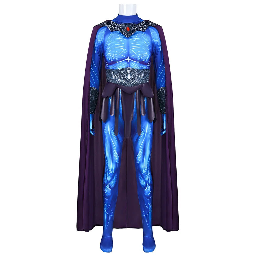 Skeletor / Evil Lynn Halloween Costume with Cloak & Mask – Masters of the Universe Adult Cosplay Bodysuit