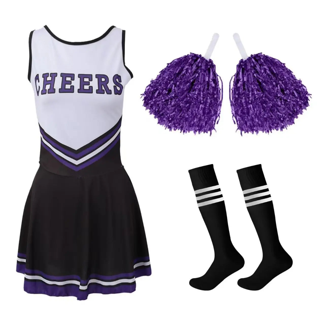 Cheerleading Dance Costume For Women Sleeveless V Neckline Letters Printed Crop Top
