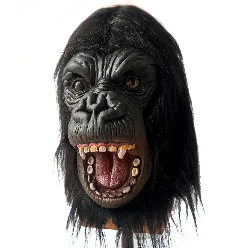 Black Realistic Gorilla Latex Mask For Halloween Party Cosplay Costume Prop Full Face