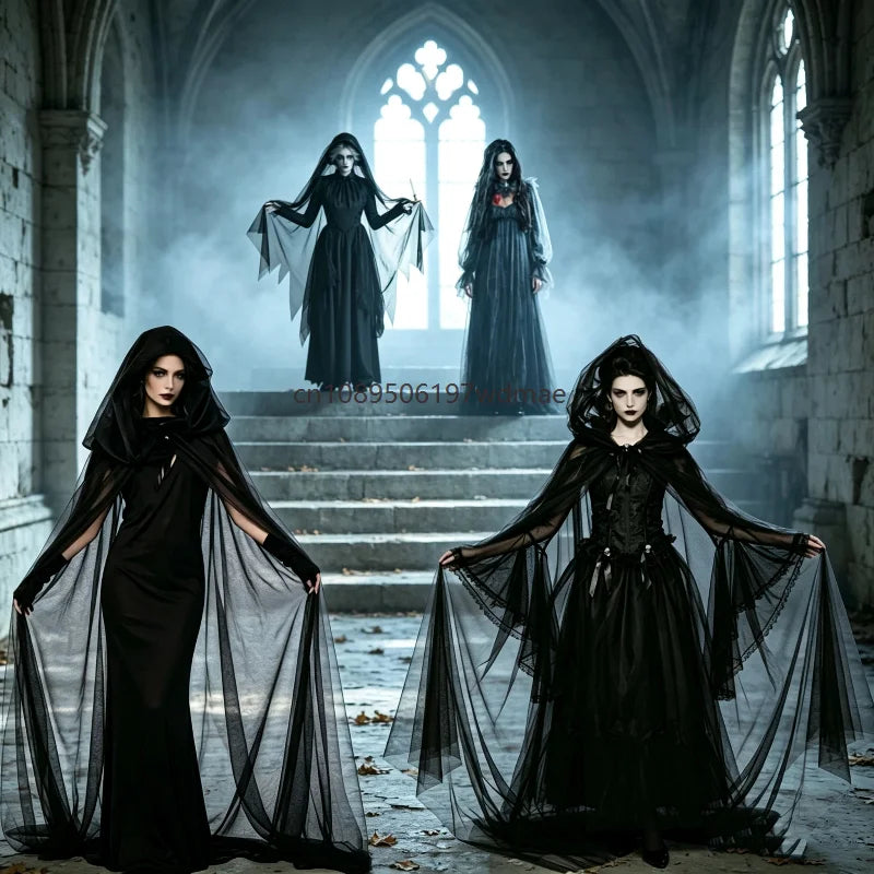 Women Halloween Gothic Witch Ghost Bride Cosplay Costume Multi‑Style Black - product image 1