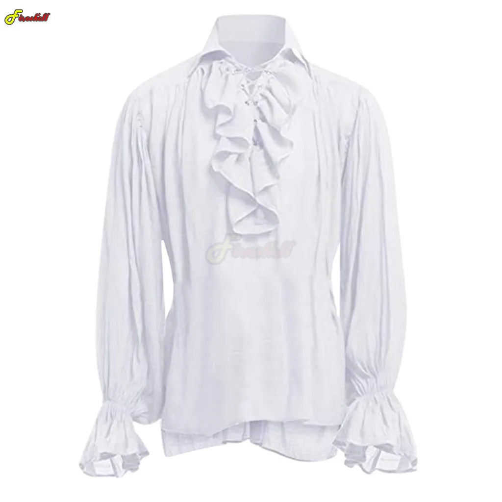 Medieval Autumn Shirts Steampunk Bandage Long Costume