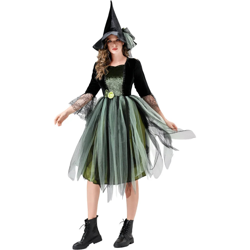 Halloween Carnival Witch Adult Women Costume Gothic Vampire Long Sleeve Dress Cosplay Party Costumes - product image 2