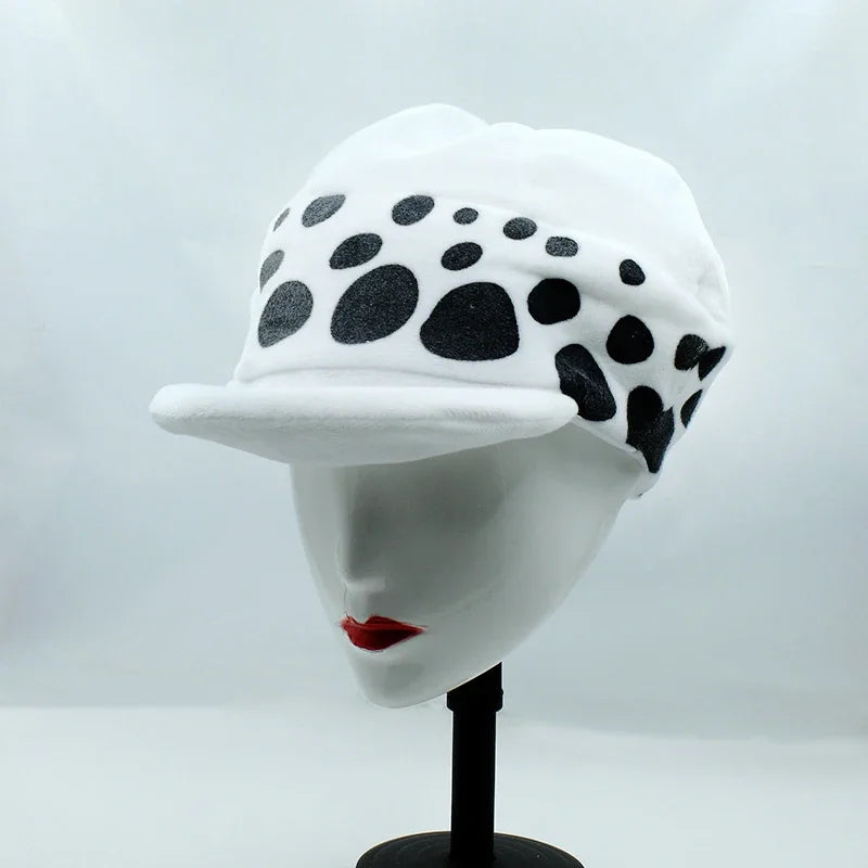 Halloween Anime Trafalgar Law Hat Costume Unisex White Spot Plush Cap Accessories Eternal - View 6