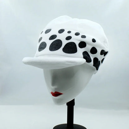 Halloween Anime Trafalgar Law Hat Costume Unisex White Spot Plush Cap Accessories Eternal - View 6