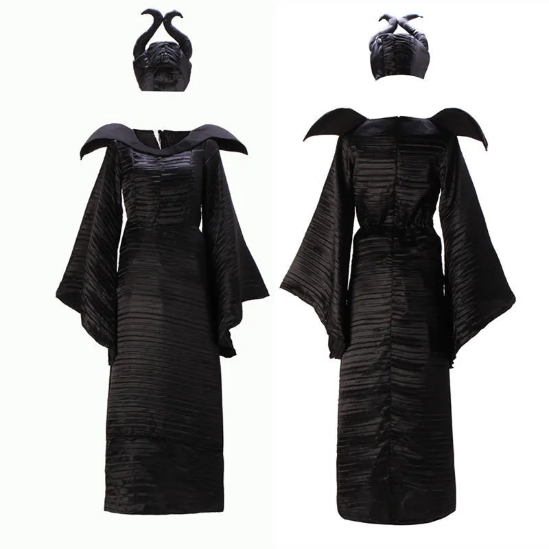Women's Horned Dark Fairy Queen Witch Horns Hat Evil Demon Queen Costume - alternate view 3