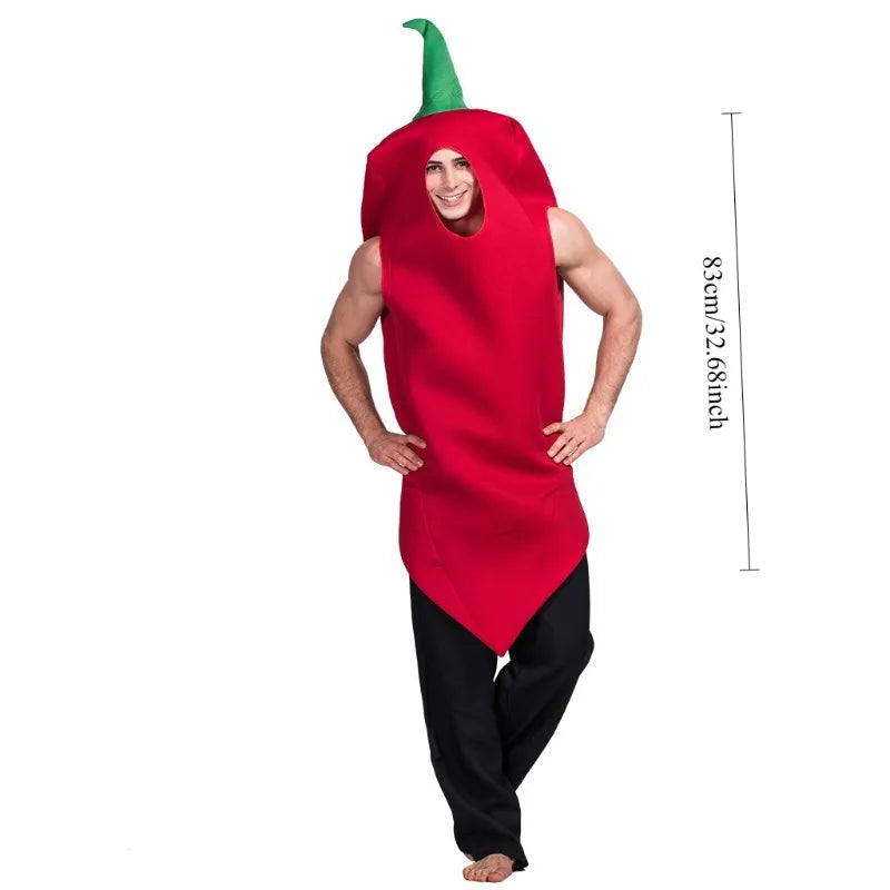 Adult Red Chili Pepper Costume – Funny Halloween Food Outfit