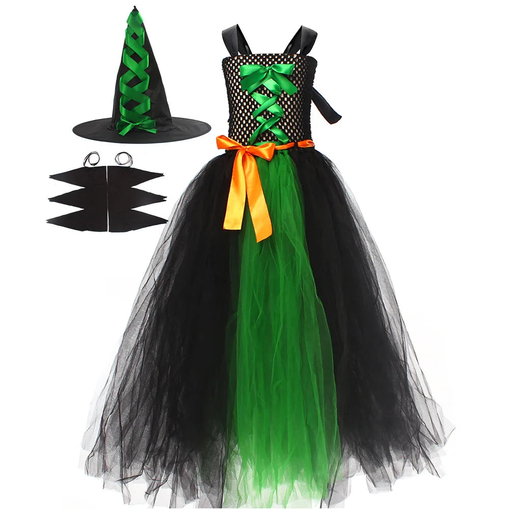 Halloween Witch Costume For Girls Kids Long Veil Dress Princess Dress Birthday Party Dress Dress - product image 8