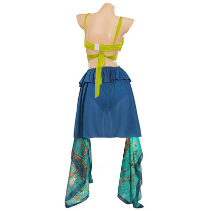 Women's Pop Star Snake Halloween Costume Set – Blue