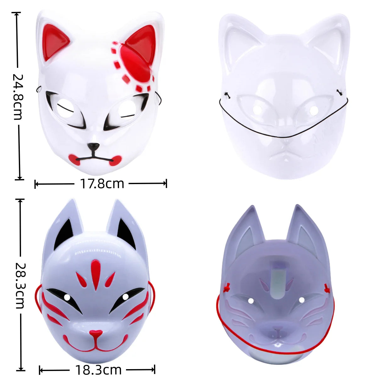 Japanese Anime Demon Slayer Mask Costume Anime Props Halloween Fox Mask Hanfu Costume - Style 2-Black