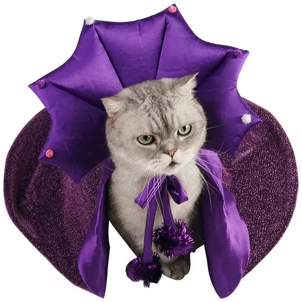 Cat Halloween Costume Comfortable Cat Wizard Outfit Witch Dog Costume Cat Cloak Witch Hat Halloween Dog Cloth - product image 1