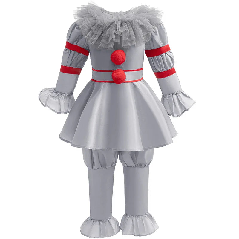 Boys Horrible Clown Costume Top+Pant 2 PCS Set Kids Scary Joker Kids Costume Halloween - A / 2T(100)