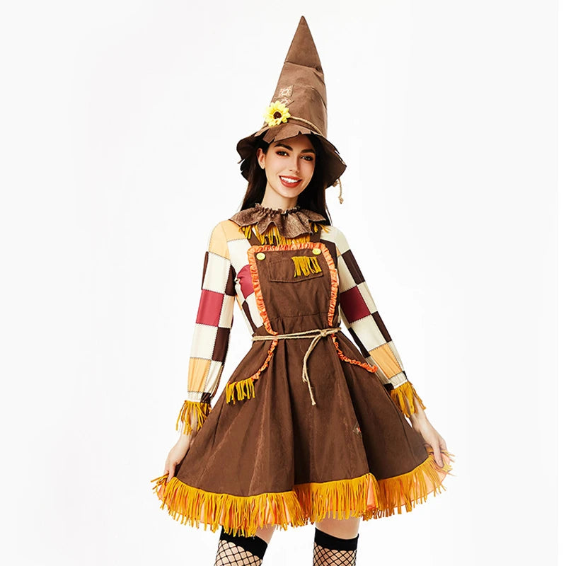 Halloween Women Wizard Scarecrow Clown Costume Stage Patchwork Pattern - product image 9