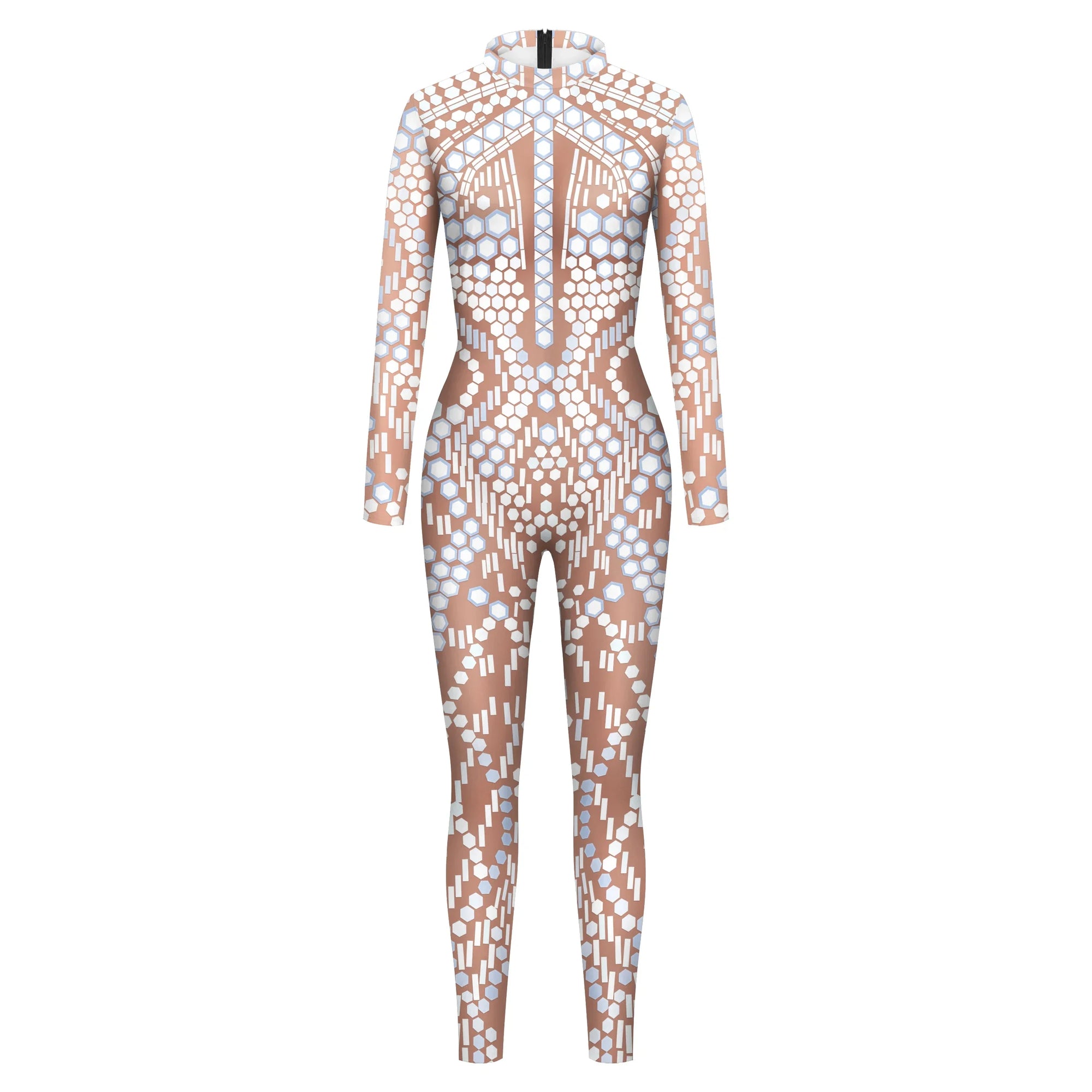 Halloween Costume Shiny Sexy Lace Sequins Pattern 3D Printed Slim Bodysuit Theme Jumpsuit for Women