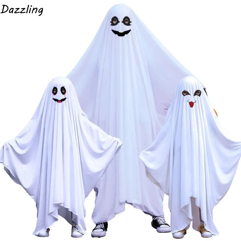 Hooded Halloween Cloak Cape Funny Cosplay Fright Clothes Ghost Poncho Robe Smile Face Black Eye Ghost Cosplay - product image 1