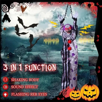 Halloween Electric Vocal Clown Pendant Home Glow Lifelike Hanging Ghost Decoration Spooky Kid Hanging From A - product image 4