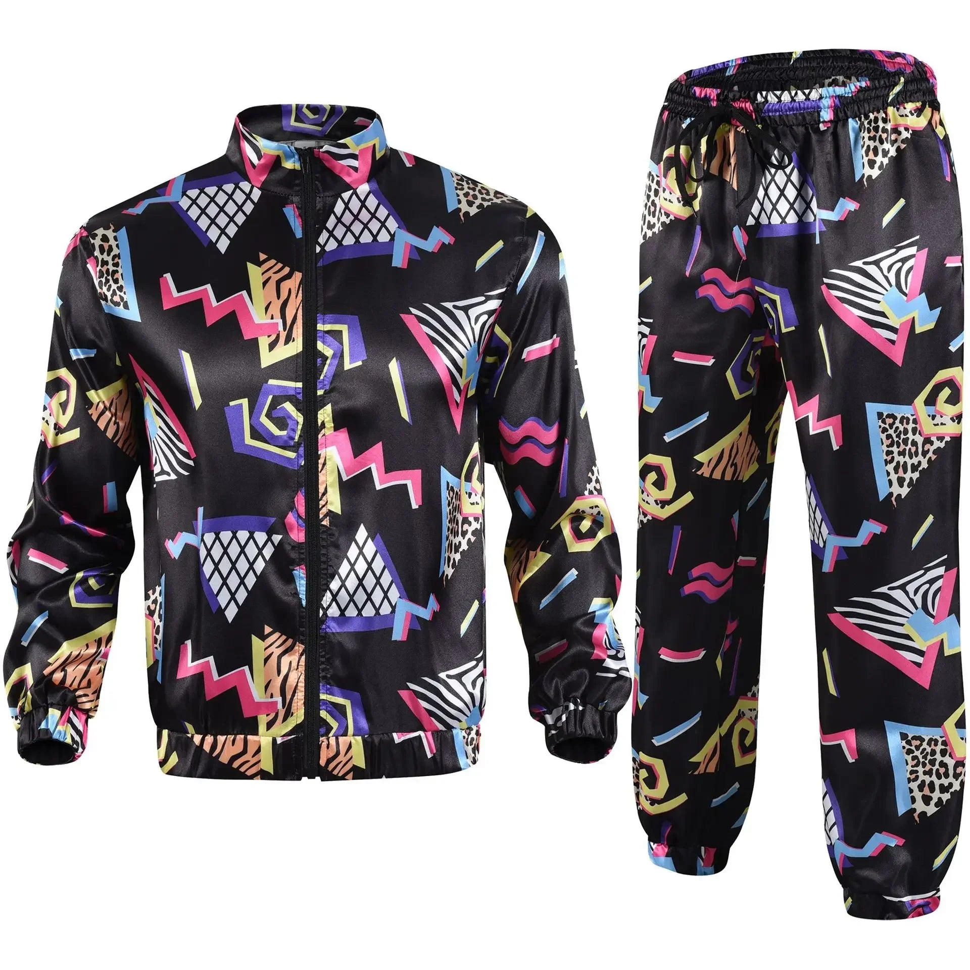 Men’s 80s Costume 1990s Outfit for Men Tracksuit Costume Hip Hop Set Disco 2pcs Jogging Wear Windbreaker - product image 6