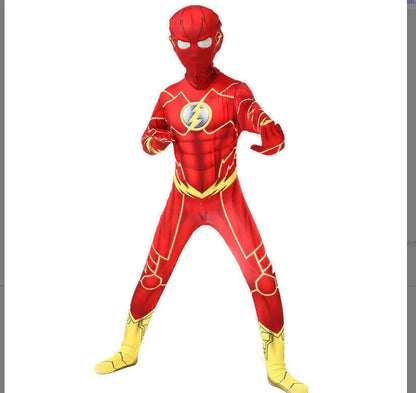Superhero Barry Allen Cosplay Jumpsuit and Mask Costume Halloween Carnival Party Bodysuit Outfits Stage Performance Adults Kids