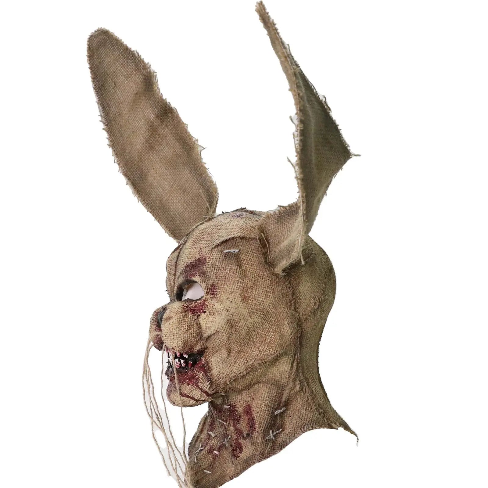 Scary Bunny Mask Bloody Rabbit Mask Halloween Horror Burlap Sack Head Mask Creepy Killer Cosplay Costume Props for Adults