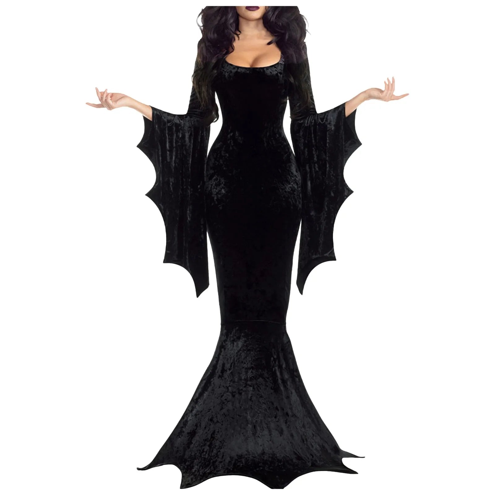 Women's Witch Costume Retro Black Gothic Morticia Mermaid Dress Women's Halloween Carnival Vampire Bride Role - product image 7