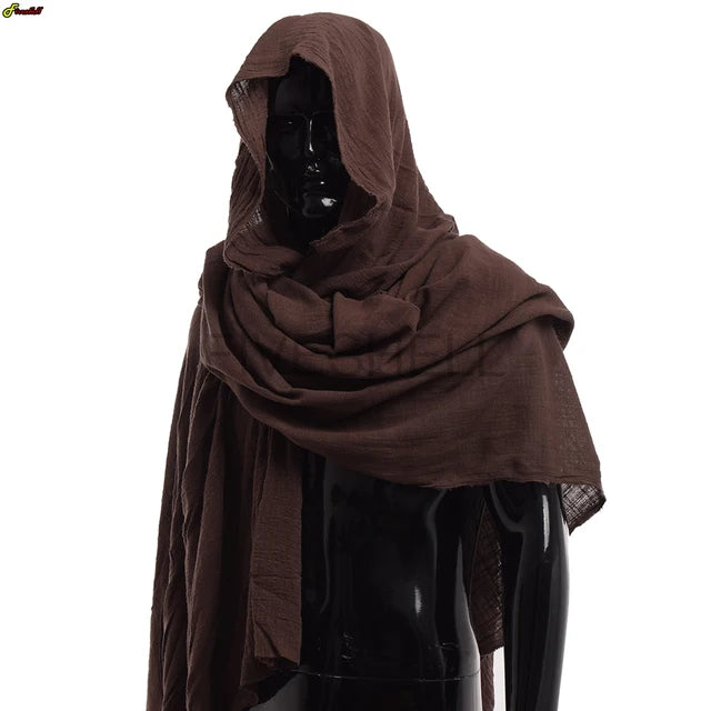 Unisex Halloween Ghost Dementors Costume Gothic Horror Zombie Tattered Hooded Capes Day of - brown scarf / One Size