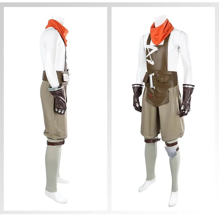 Anime Ekko Costume Game LOL Arcane Costume White Wig Mask Men Suit Shoes Coat Holloween - Costume / 39