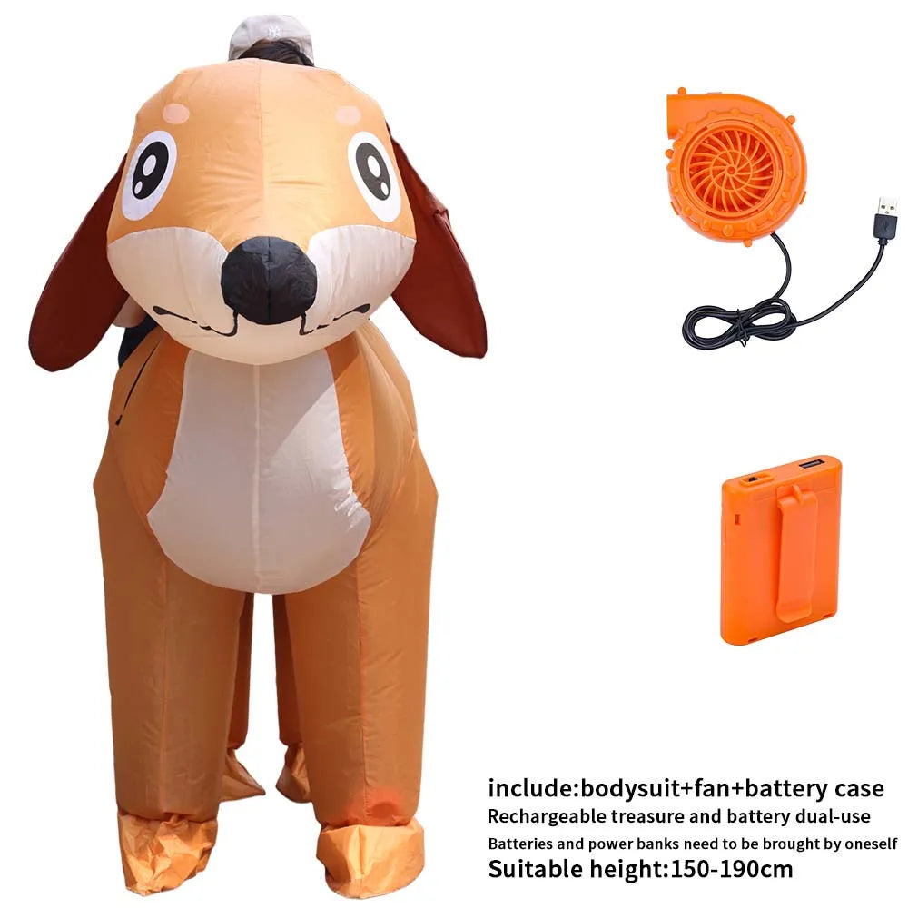 Adult Two-Person Inflatable Dog Costume – Funny Halloween Party Outfit