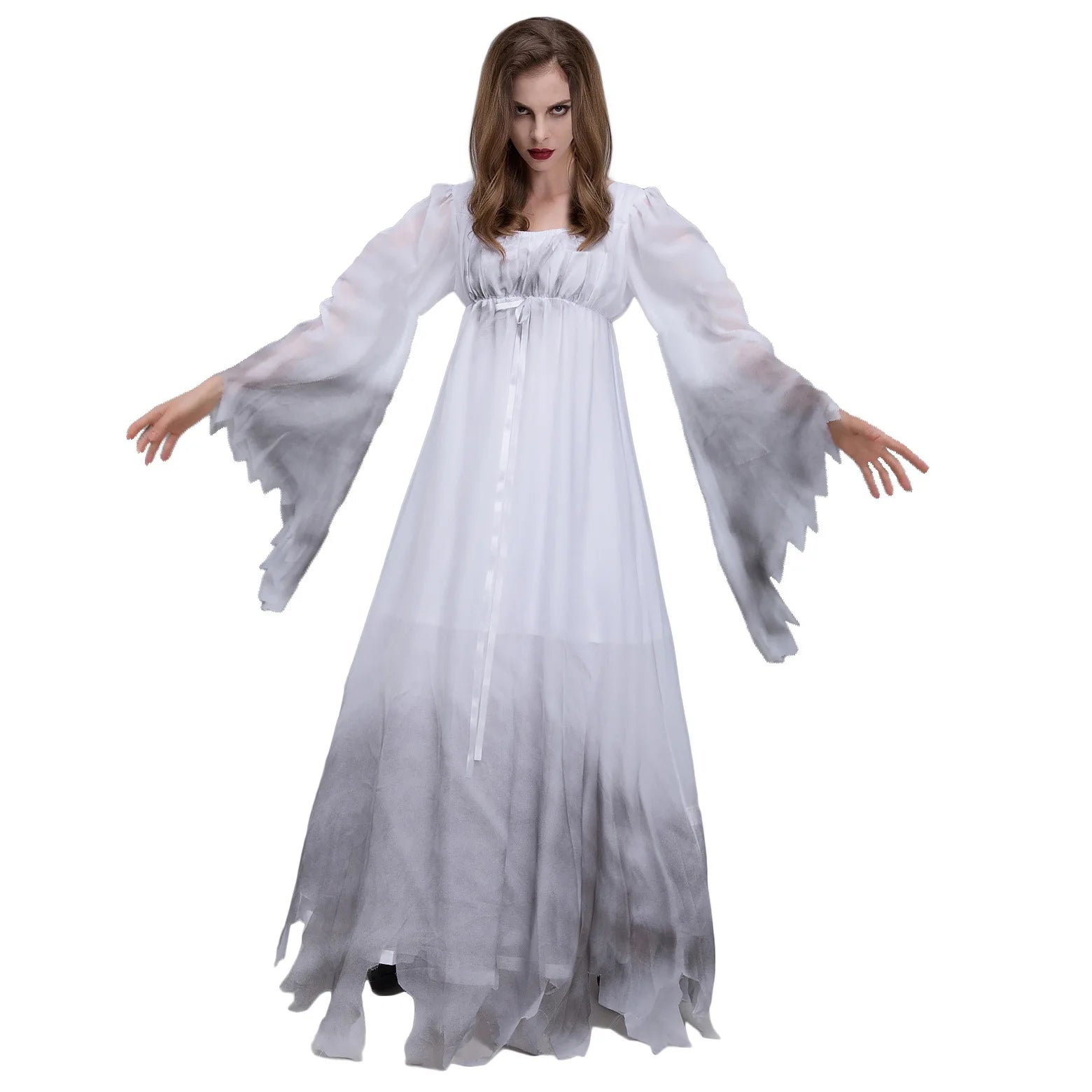 Adult Women Gossamer Ghost Bride Costume Dress White Gothic Victorial Scary - product image 7