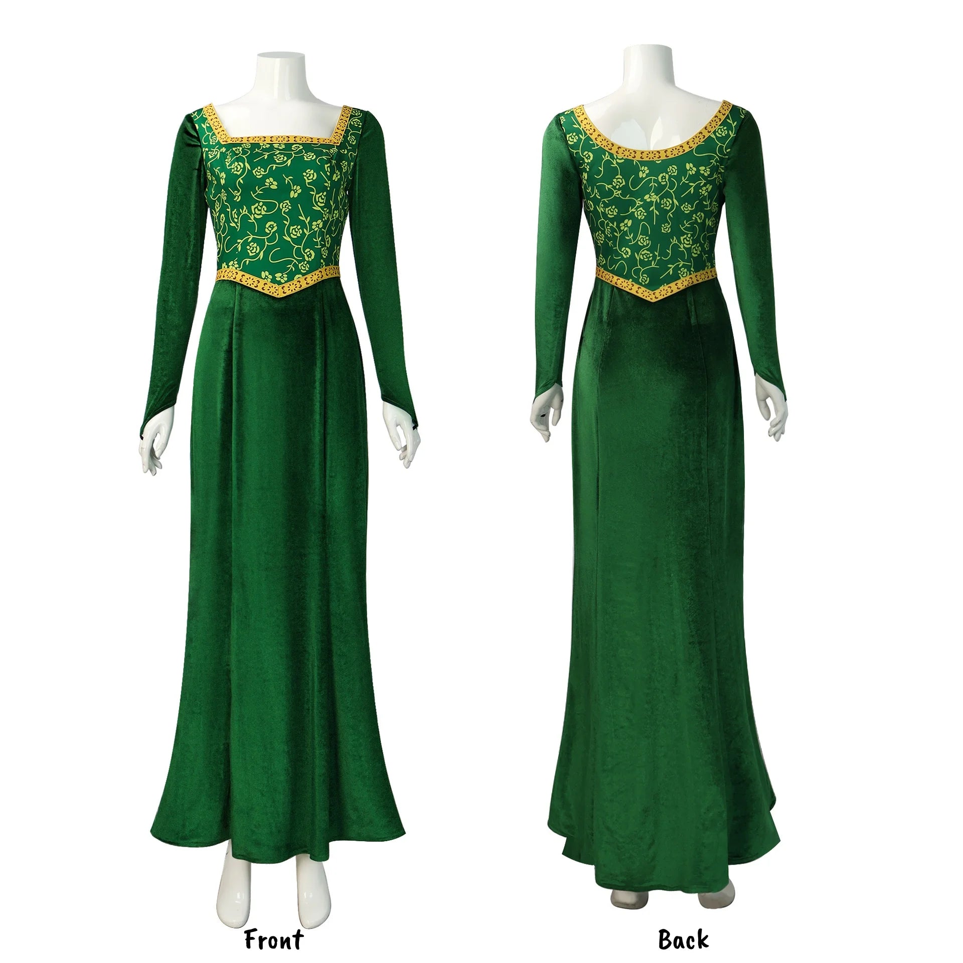 Women's Fiona-Inspired Shrek Costume – Green Dress, Wig & Crown Options