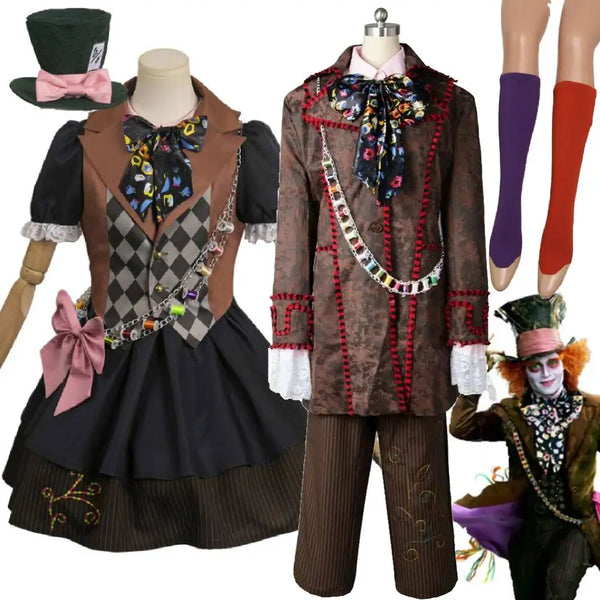 Mad Costume Hatter Costume Fantasy Movie Costume Adult Men Disguise Coat Pants Outfits - Male Style / XL