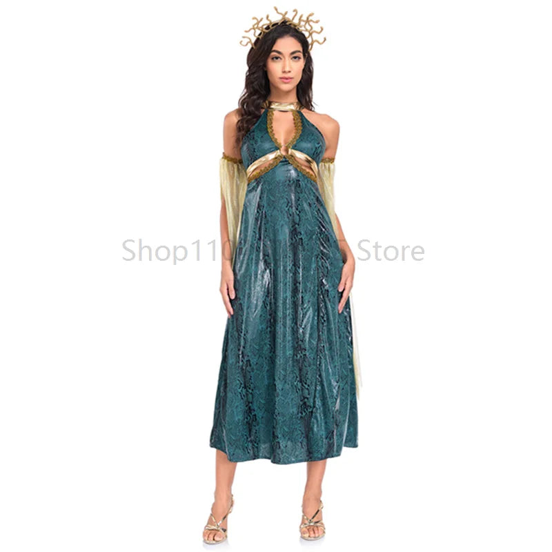 Halloween Greek Myth Goddess Costume Dress Mediaeval Ancient Egypt Roman Witch Egyptian - View 6