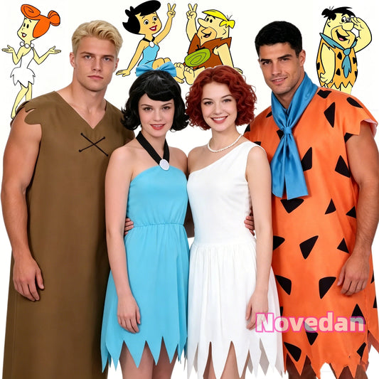 Modern Primitive People Fred and Wilma Flintstone Costume Barney Rubble Caveman Outfit - Rubble Cosgtume / Adult L