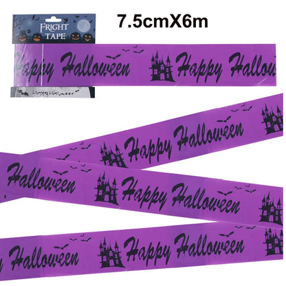 Halloween Decoration Caution Tape Window Prop Skull Zombie Warning Tape Signs Halloween Props Party Favors Haunted House Décor