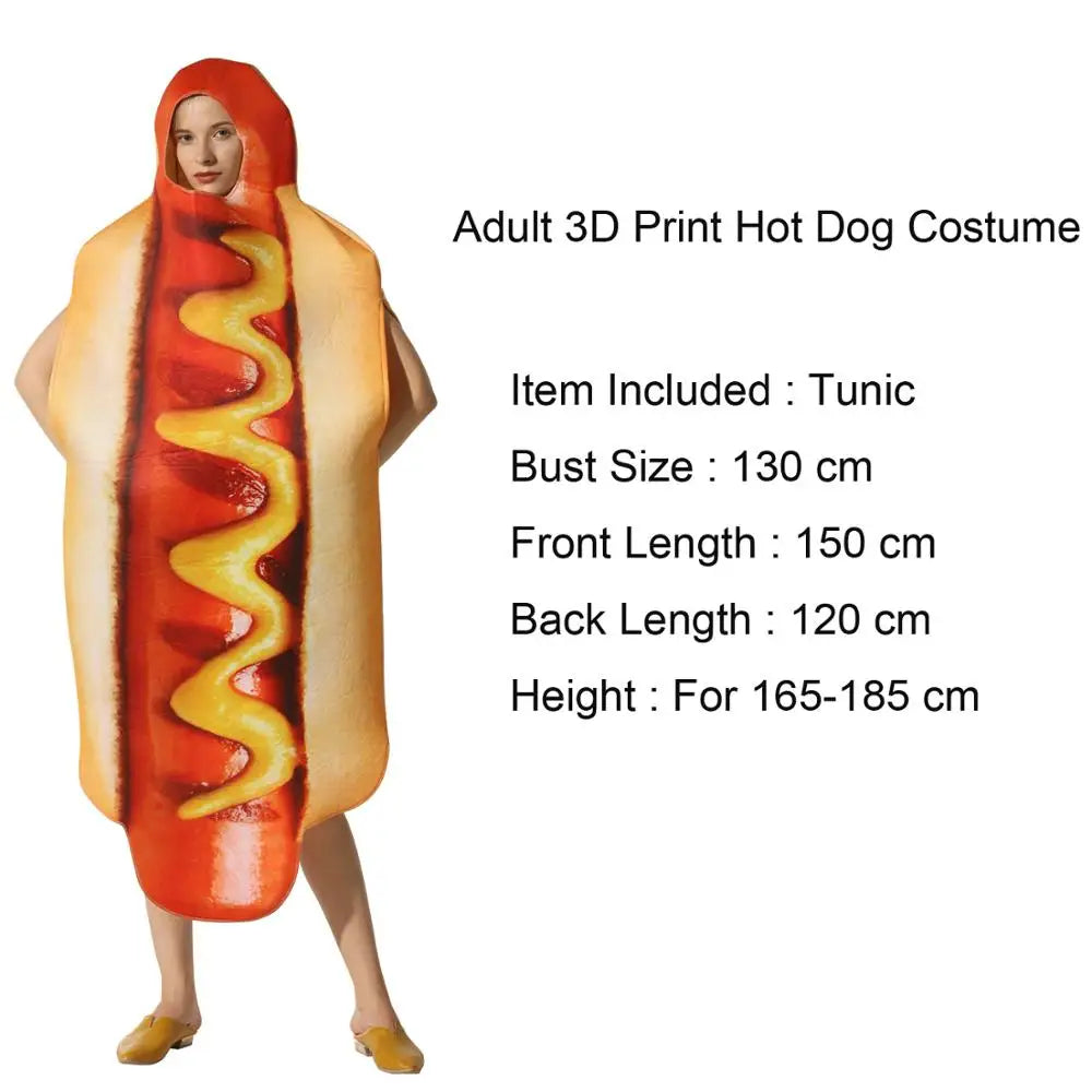 Adult Kids Funny 3D Print Food Sausage Hot Dog Costumes Halloween Men Women Family One-Piece Costume Carnival - product image 7