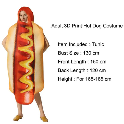 Adult Kids Funny 3D Print Food Sausage Hot Dog Costumes Halloween Men Women Family One-Piece Costume Carnival - product image 7