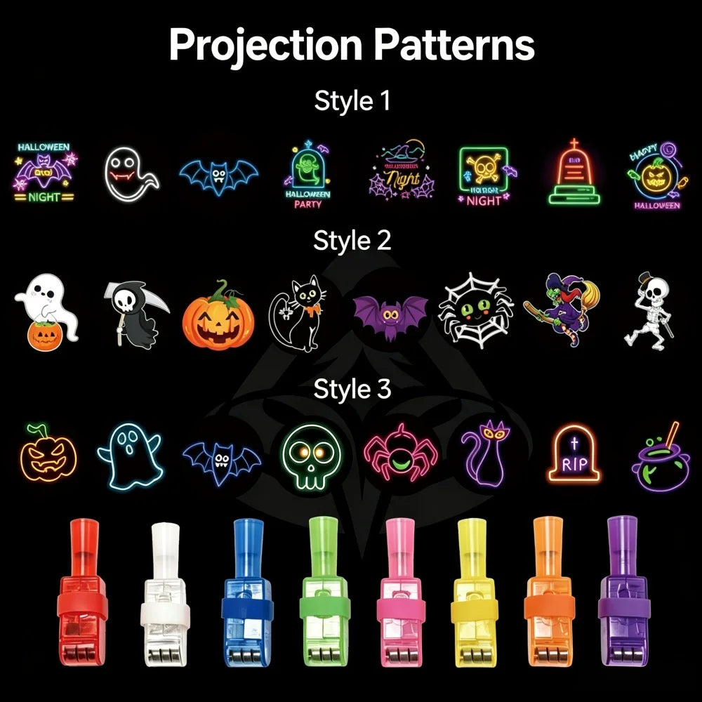8pcs Halloween Projector Finger Lights, 4Pcs LED Projection Finger Flashlights, Pumpkin Ghost Pattern Light